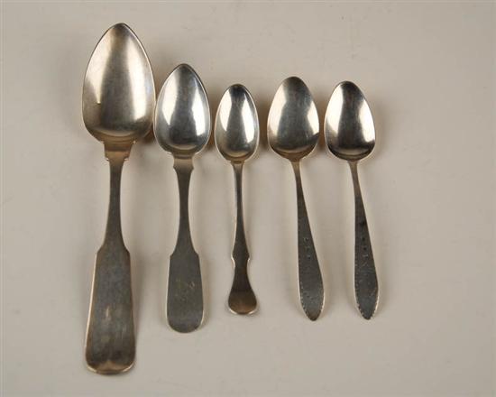 Appraisal: Six Coin Silver Spoons one by Wm Mitchell of Richmond