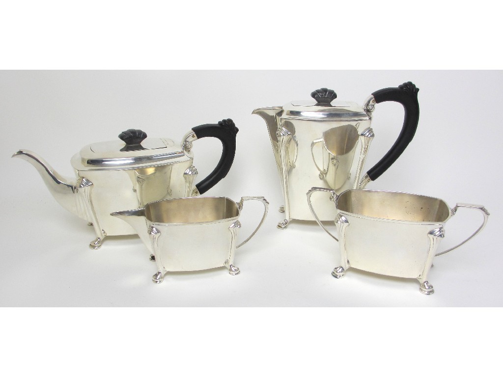 Appraisal: An Art Deco four piece silver tea service by Sydney