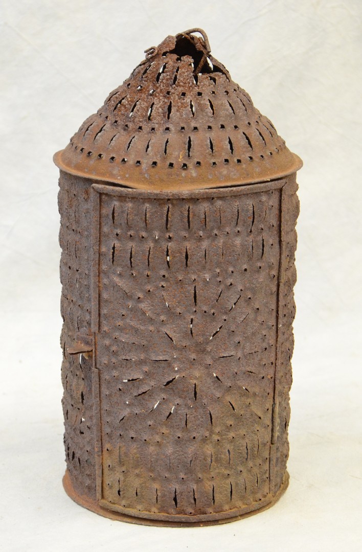 Appraisal: Punched tin lantern bottomless loss to top th C -