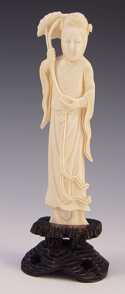 Appraisal: CHINESE CARVED HEAVENLY MAIDEN IVORY FIGURE '' tall excluding the