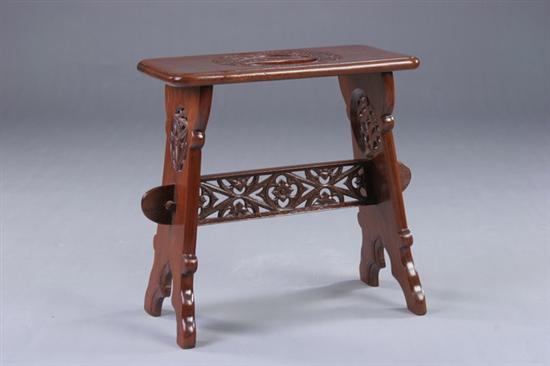 Appraisal: GOTHIC REVIVAL EBONIZED WOOD STOOL late th century The rectangular