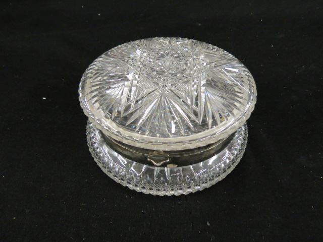 Appraisal: Cut Glass Dresser Box feathered star variation diameter attributed to