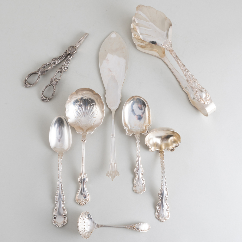 Appraisal: Group of American Silver and Silver Plate Serving Pieces The