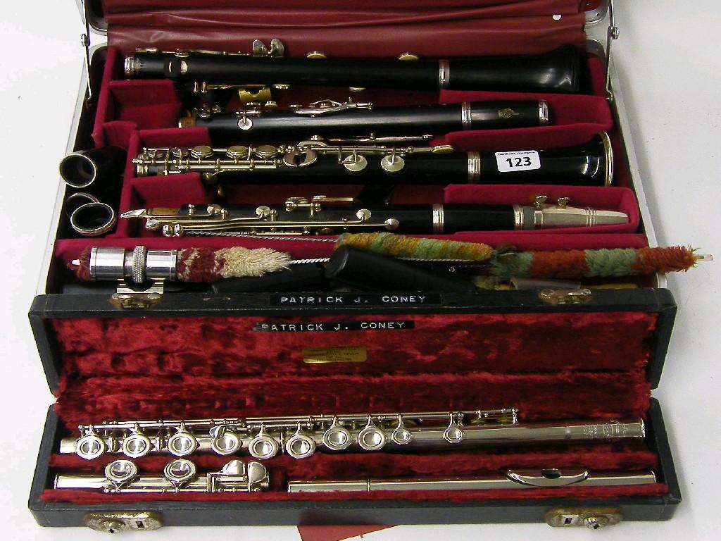 Appraisal: Cased set of clarinets to include a rosewood clarinet by