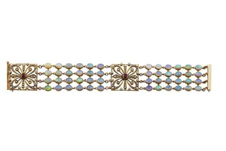 Appraisal: An Edwardian ct gold mounted multi-gem set bracelet designed as