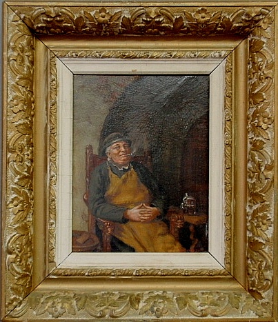 Appraisal: - German oil on board painting of a seated man