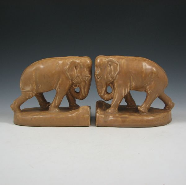 Appraisal: Pair of Rookwood elephant bookends in a light matte brown