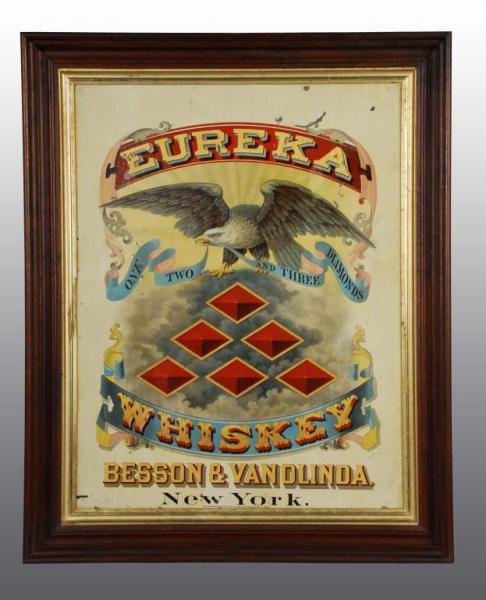 Appraisal: Tin Eureka Whiskey Sign Description Featuring an eagle Six or