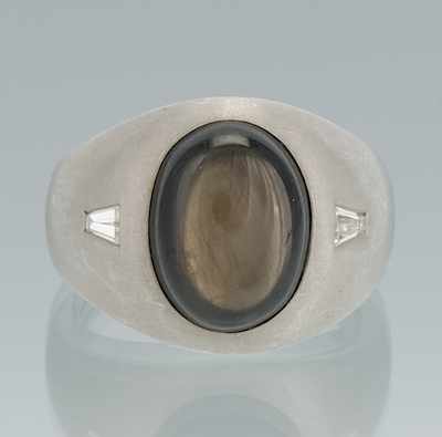 Appraisal: A Gentleman's Platinum and Black Star Sapphire Ring Heavy platinum