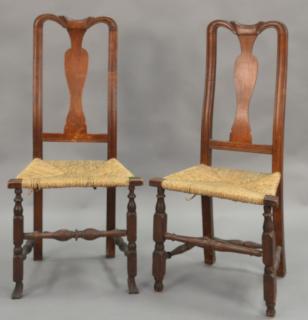 Appraisal: Two country Queen Anne side chairs circa Two country Queen