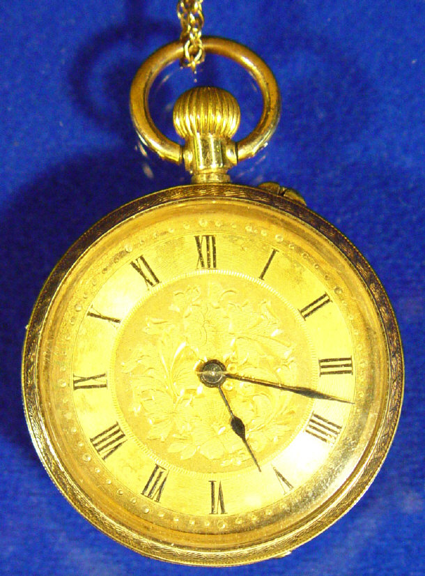 Appraisal: ct gold ladies pocket watch with chased floral back and