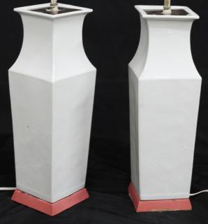 Appraisal: Pair of Chinese White The square-form vases mounted as lamps