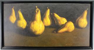 Appraisal: Richard Courrier th C Pears oil on canvas Sight Size