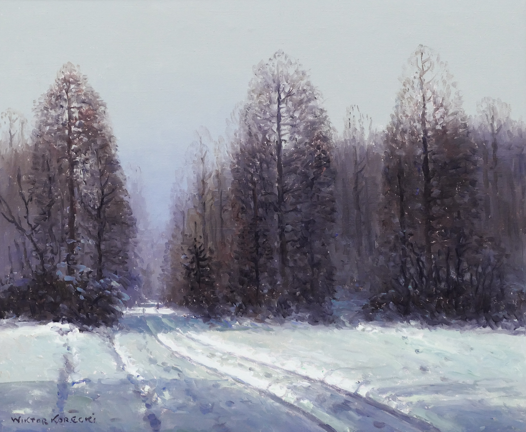 Appraisal: Victor Wiktor Korecki - Polish ''Winter Landscape'' Oil on Canvas