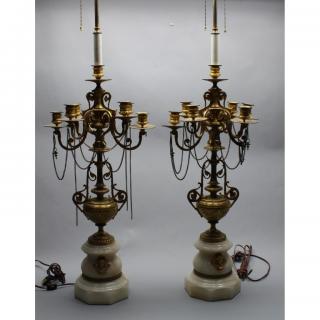 Appraisal: Large th C French Onyx Dore Bronze Candelabra Large th