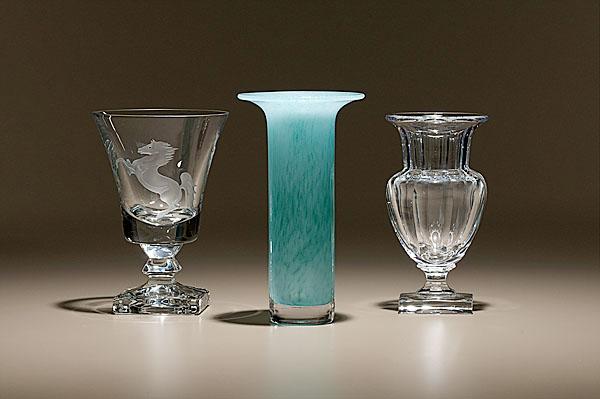 Appraisal: BACCARAT STEUBEN ART GLASS VASES PLUS Continental th century A