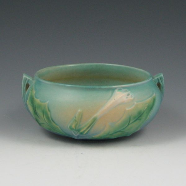 Appraisal: Roseville Thornapple low bowl in blue Marked Roseville - Excellent