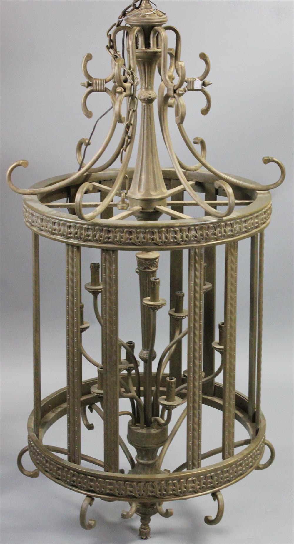 Appraisal: LARGE GOLD PATINATED METAL NEOCLASSICAL STYLE CHANDELIER having a large