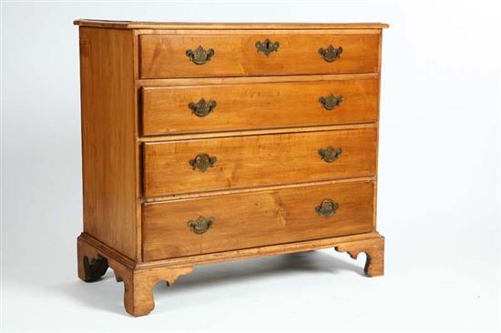 Appraisal: FOUR DRAWER CHEST Maple with bracket feet ogee molded base