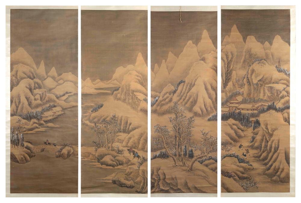 Appraisal: SET OF FOUR CHINESE SCROLL PAINTINGS EARLY TH CENTURY EACH