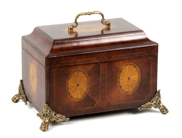 Appraisal: A mahogany tea caddy of late th Century style the