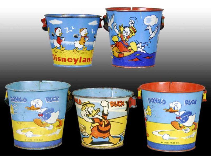 Appraisal: Lot of Walt Disney Donald Duck Tin Character Sa Description