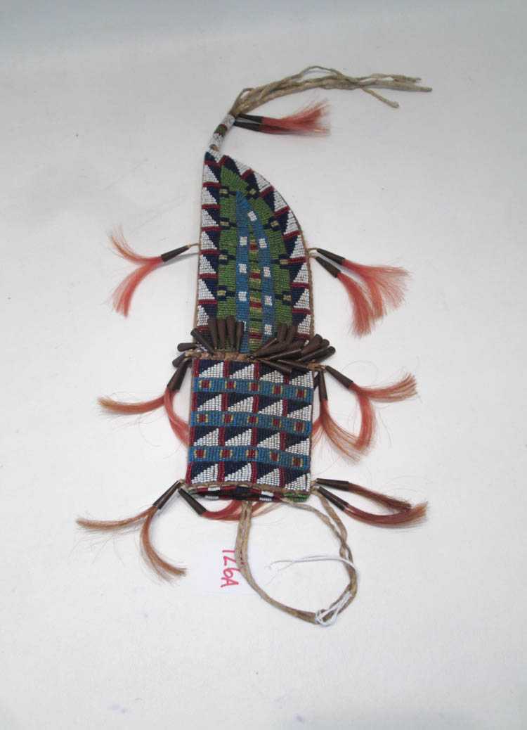 Appraisal: NATIVE AMERICAN SIOUX BEADED KNIFE SHEATH the hard leather sheath