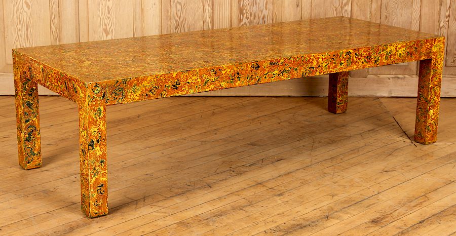 Appraisal: FAUX TORTOISE COFFEE TABLE BY THOMAS GRACE An unusual faux