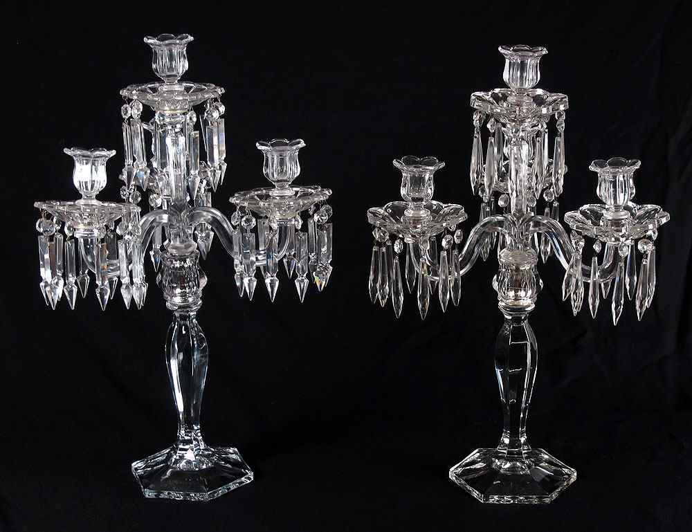 Appraisal: ELEGANT FOSTORIA GLASS CANDELABRUM Each light candelabrum similar in design