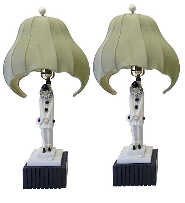 Appraisal: Pair of Rare Art Deco Roland Paris Porcelain lamps Pair