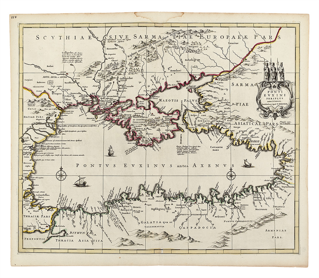 Appraisal: MORTIER PIERRE Ponti Euxini Periplus Double-page engraved map of the