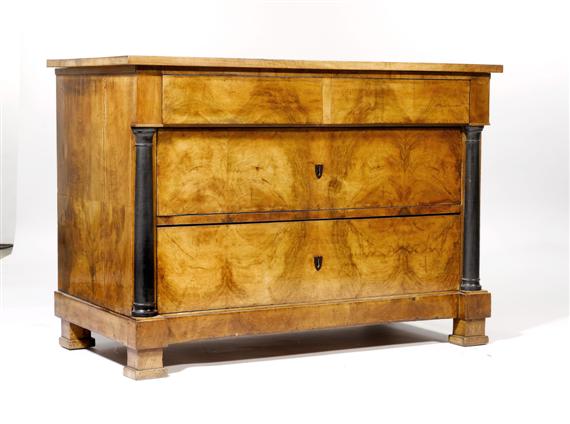 Appraisal: A CHEST OF DRAWERS late Empire Switzerland th c Burl