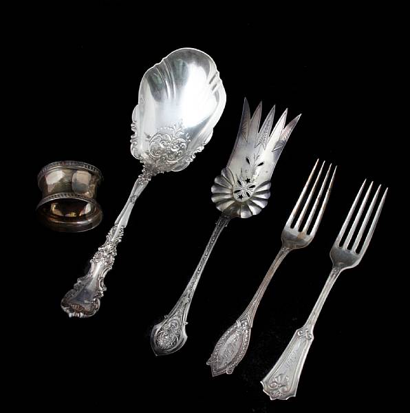 Appraisal: A group of silver flatware with napkin rings Comprising Angelo