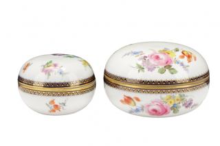 Appraisal: Two Meissen Floral Porcelain Dresser Boxes Meissen German founded late