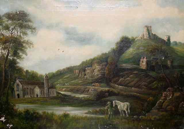 Appraisal: GEORGE WILLIS PRYCE - Landscape with church castle ruins and