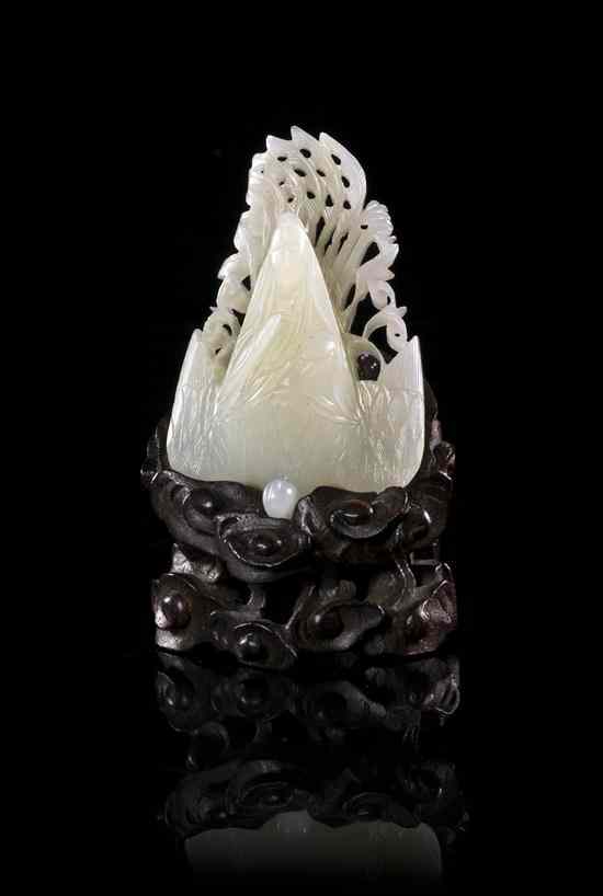 Appraisal: A White Jade Hair Ornament of a Phoenix and Guanyin