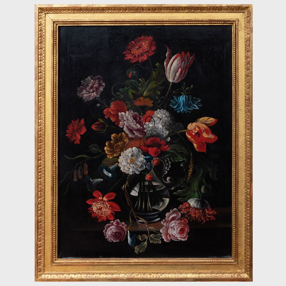 Appraisal: th Century School Floral Still Life Oil on canvas unsigned