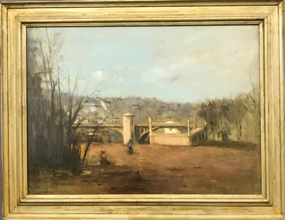 Appraisal: Seymour Remenick Oil on Canvas of Conshohocken PA Seymour Remenick