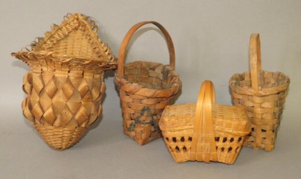 Appraisal: ASSORTED BASKETSca th century Native American cultural hanging oriole nest