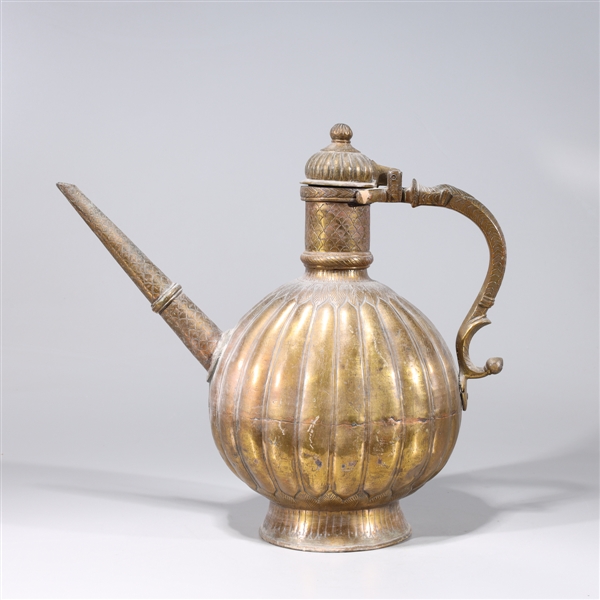 Appraisal: Antique Indian gilt copper ewer th century or earlier with