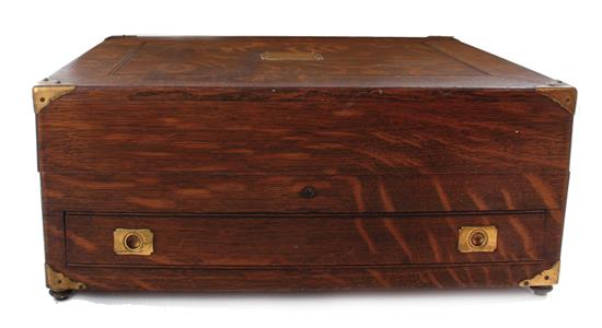 Appraisal: Oak box or carrying chest th century brass-bound corners and