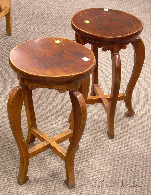 Appraisal: Pair of Asian Export Carved Wood Tabourets