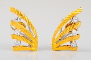 Appraisal: Buccellati Gold Diamond Earings Buccellati K textured gold diamond earings