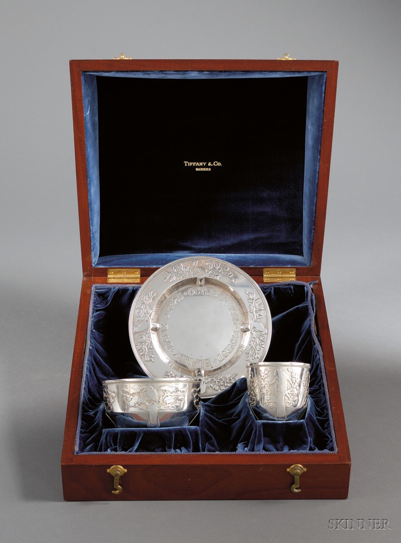 Appraisal: Boxed Tiffany Co Sterling Three-Piece Child's Set - comprising plate