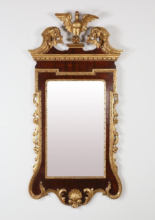 Appraisal: Federal style parcel gilt and mahogany mirror Wear chipping to