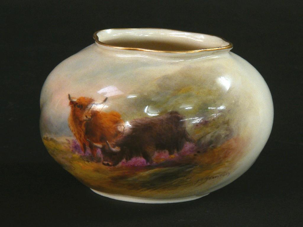 Appraisal: Small Royal Worcester ovoid vase by Harry Stinton the wrythen