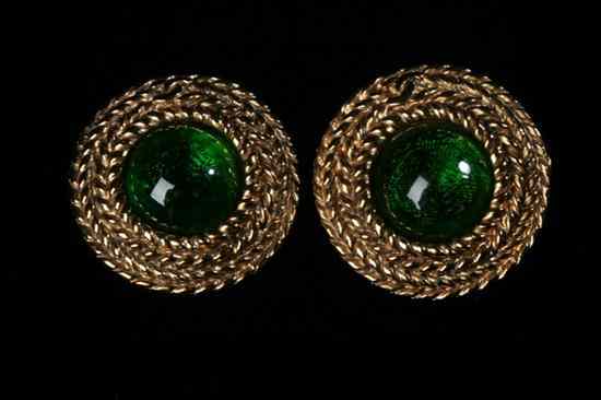 Appraisal: CHANEL GRIPOIX EARRINGS Stamped Chanel Made in France Circular gold-tone