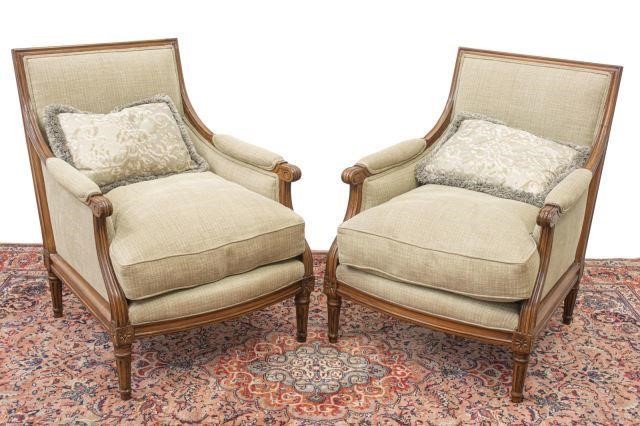 Appraisal: pair Louis XVI style armchairs th c each having fluted