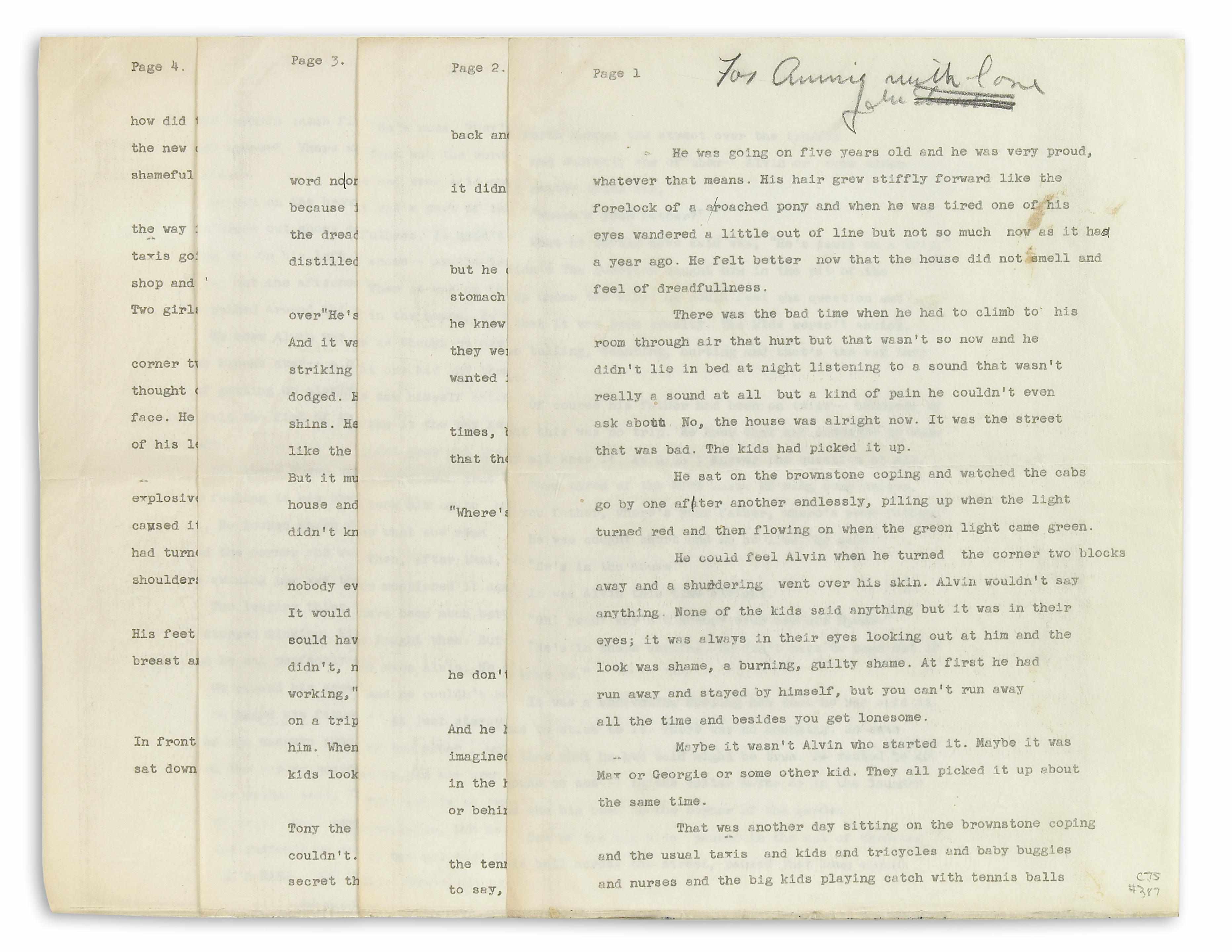 Appraisal: STEINBECK JOHN Typed Manuscript Signed ''John Steinbeck'' pp to n