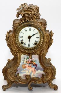 Appraisal: ANSONIA GILT METAL MANTEL CLOCK CIRCA ANSONIA GILT METAL MANTEL